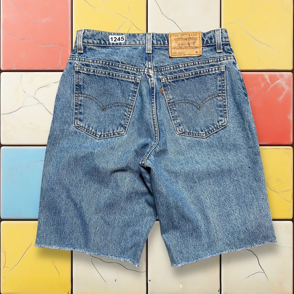 VTG Levi Orange Tab Jean Shorts 1995 Women 12 Blue Denim 951 Relaxed Fit Cut Off